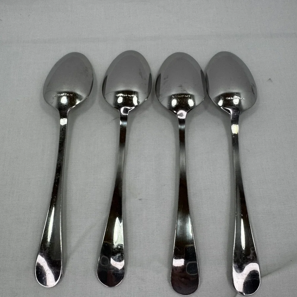 Cuisinart 18/10 Stainless Steel Soup Spoons Set of 4 Teardrop Ridge Handle 7.75